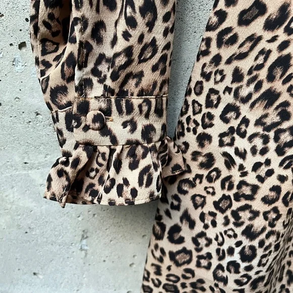 TOPSHOP Leopard Print Ruffle Mini Dress, Size 4 - Picture 7 of 8